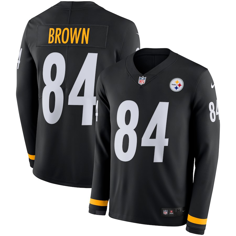 Men Pittsburgh Steelers #84 Brown black Limited NFL Nike Therma Long Sleeve Jersey->seattle seahawks->NFL Jersey